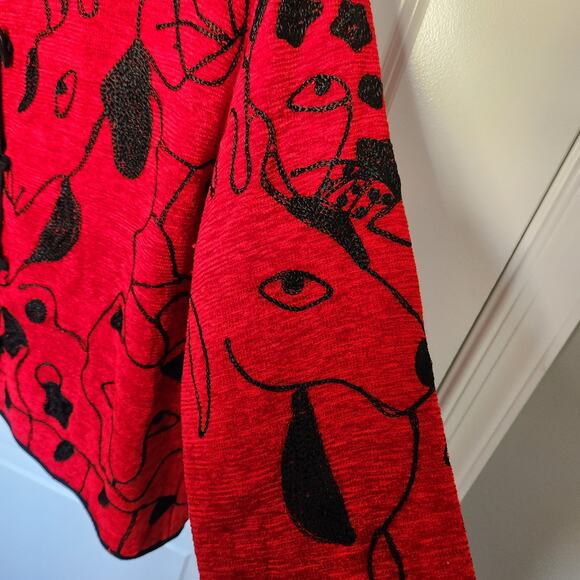SaraStudio Plus Red Embroidered Abstract Animal JacketVintage NWT 3XL - Picture 10 of 12
